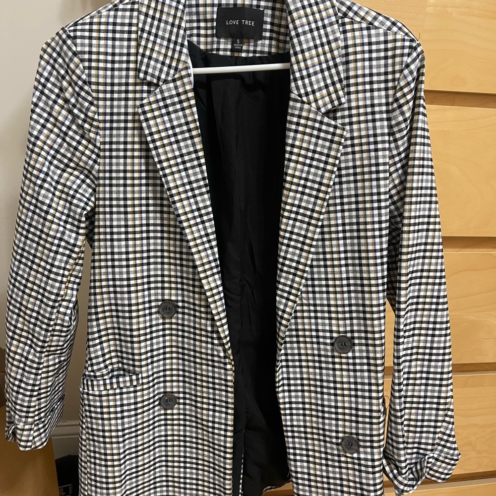 Love Tree Women's Checkered Blazer